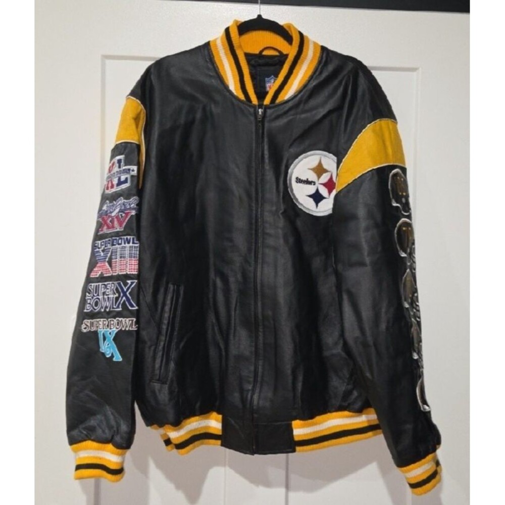 G-III Pittsburgh Steelers 5-Time Super Bowl Champions Leather Jacket- 2XL